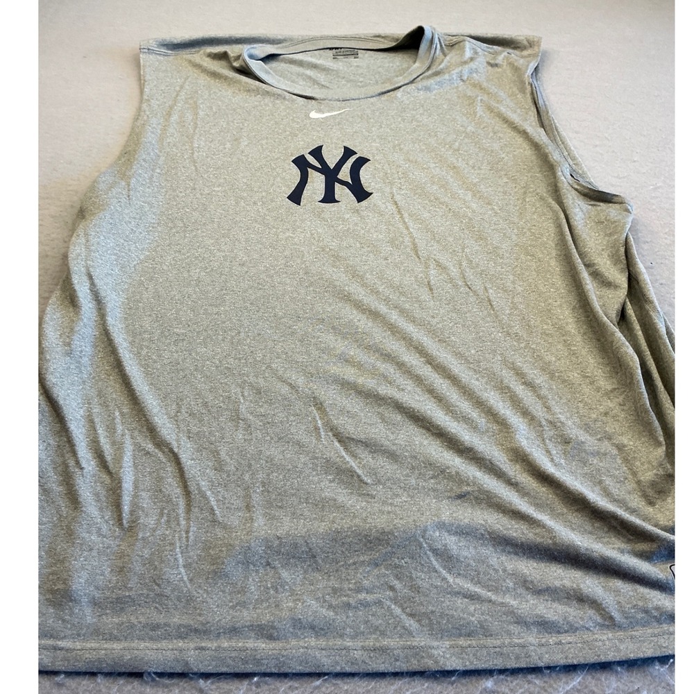 Nike New York Yankees Dri-FIT Tank Top Heather Grey Sleeveless XXL MLB Athletic